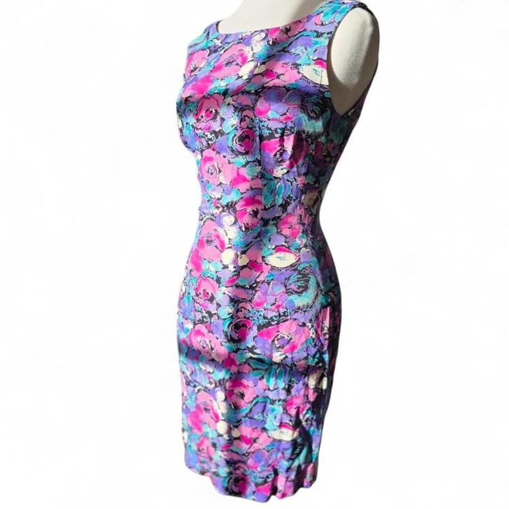 Vintage 90s rayon floral open back mini dress
